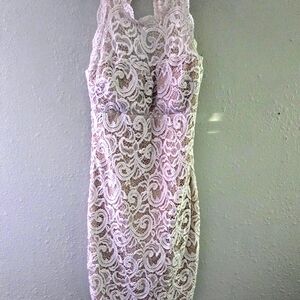 Sequin hearts ivory lace sequin party homecoming midi dress women junior size 7